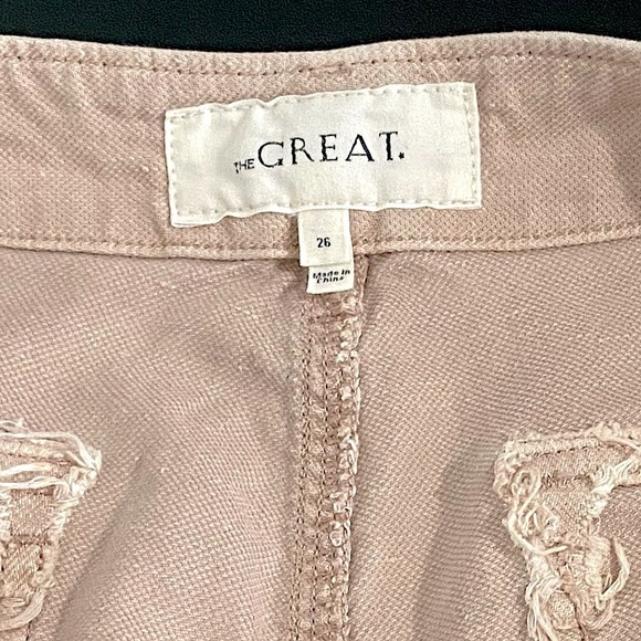 THE GREAT. Linen Cargo Straight Leg Cropped Pants - Picture 16 of 17